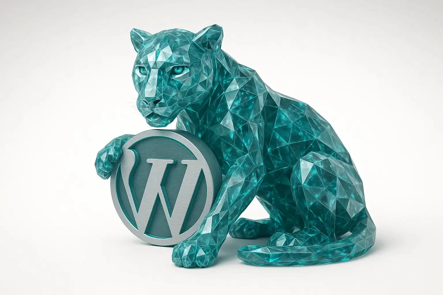 جگوار کریستالی به عنوان نماد سرعت در هاست وردپرس پرسرعت پرشین میزبان که از لوگوی وردپرس محافظت می‌کند.