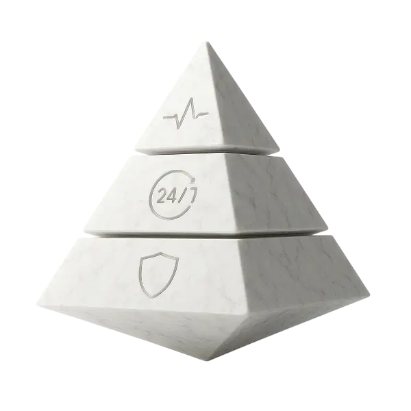 نماد هرم اعتماد پرشین میزبان شامل آپتایم، پشتیبانی و امنیت برای خرید هاست مطمئن