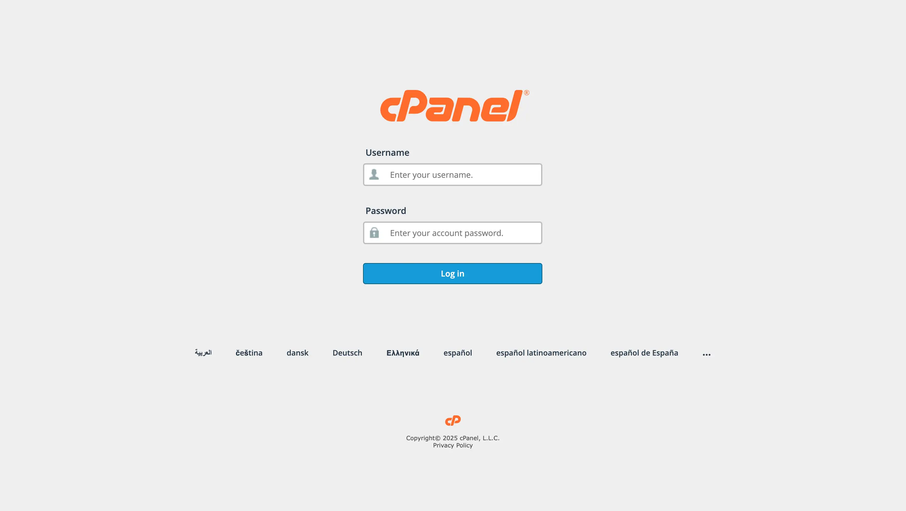 صفحه ورود به سی پنل